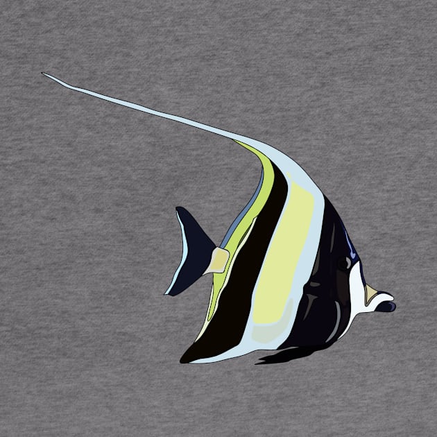 Moorish idol fish cartoon illustration by Miss Cartoon